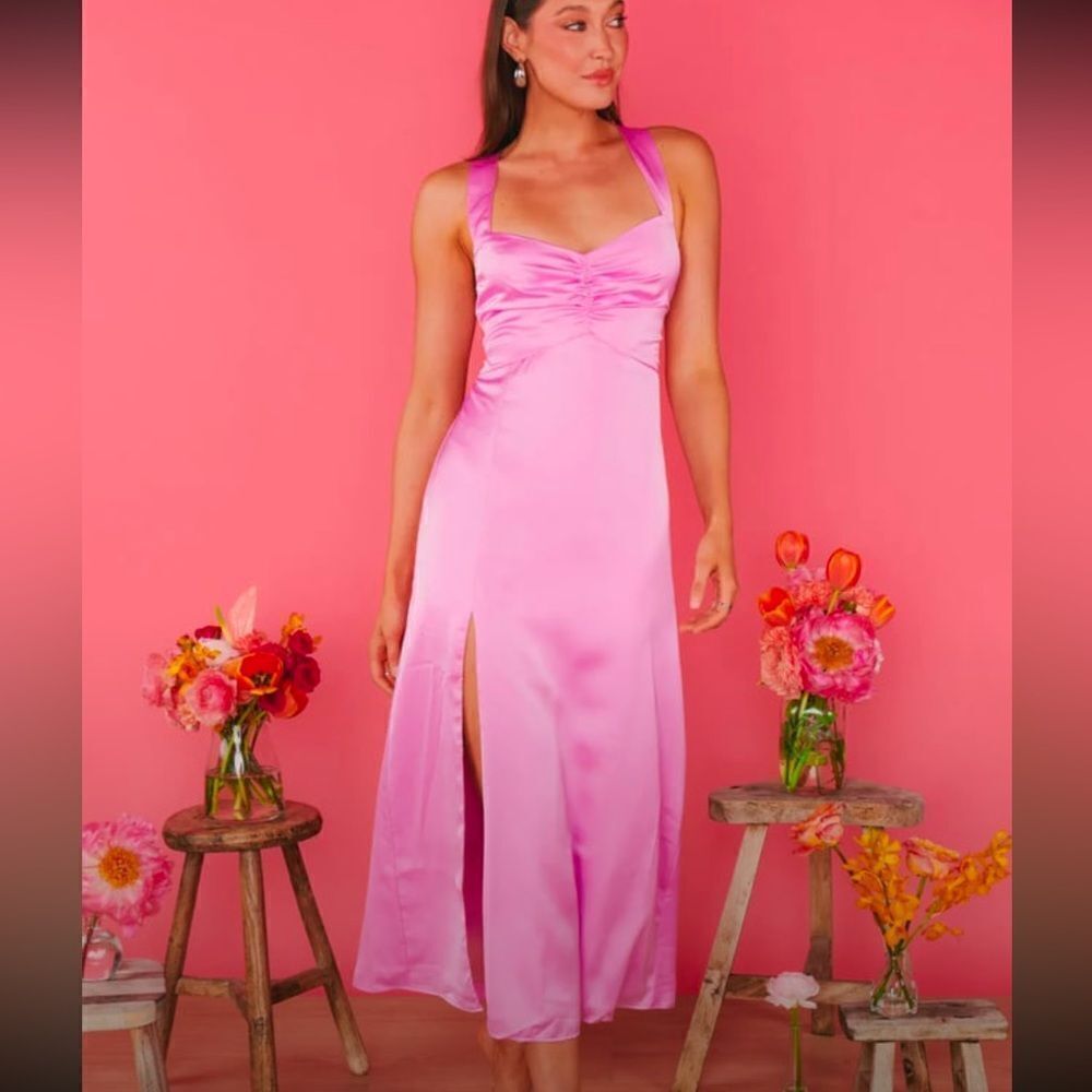 NWTs Show Me Your MuMu Mina Midi Dress in Pink Size Large